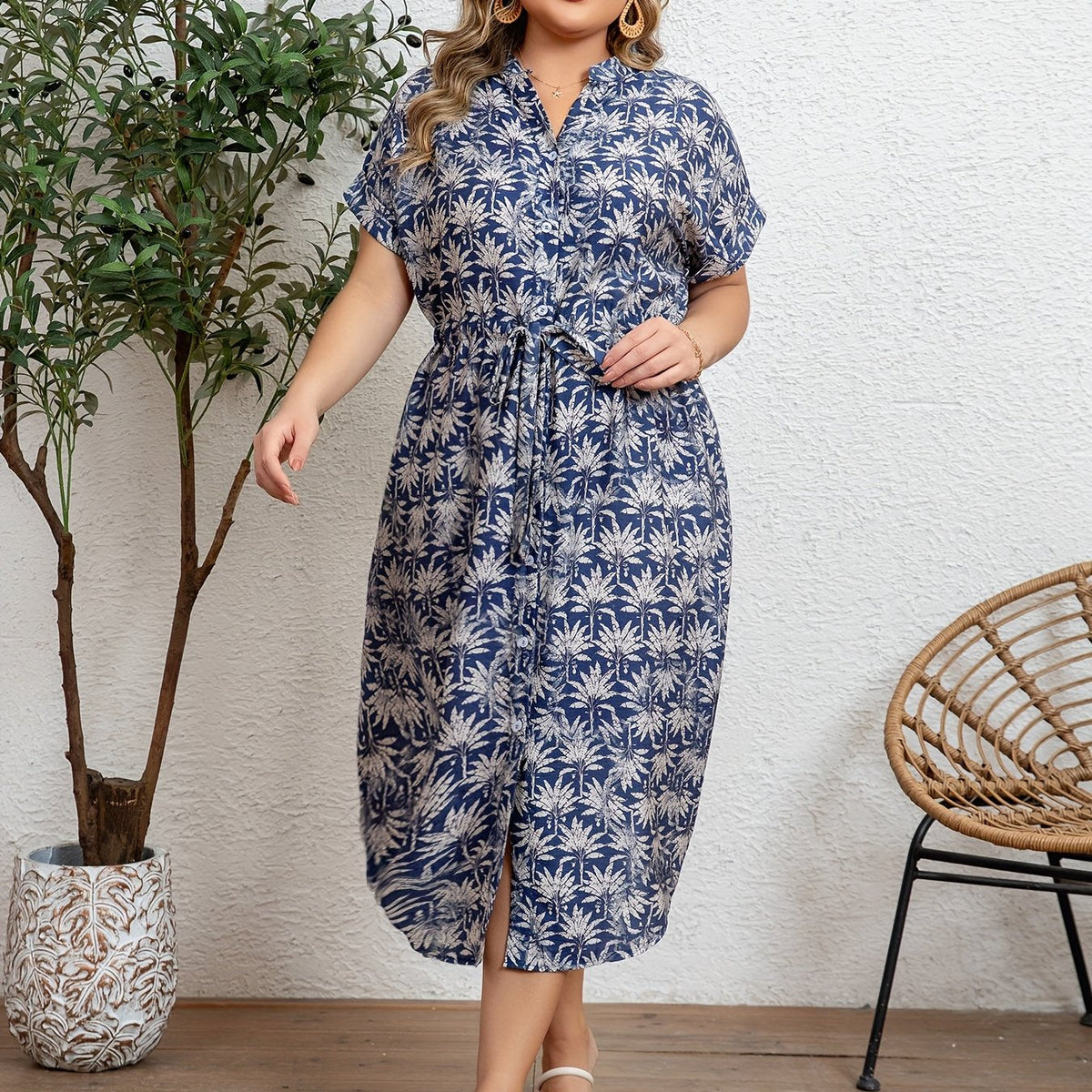 Noléa | Robe Midi Fluide à Imprimé Élégant (Grande Taille)