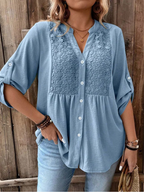 Noélie | Blouse Fluide à Col V Boutonné