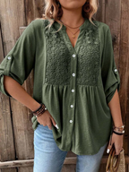 Noélie | Blouse Fluide à Col V Boutonné