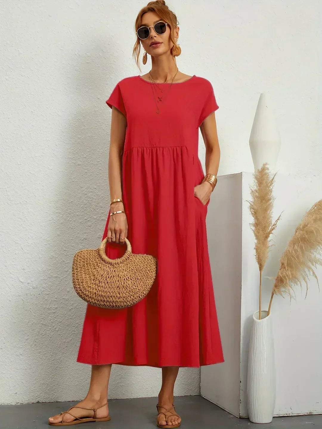 ROBE LÉGÈRE EN COTON DOUX AVEC POCHES