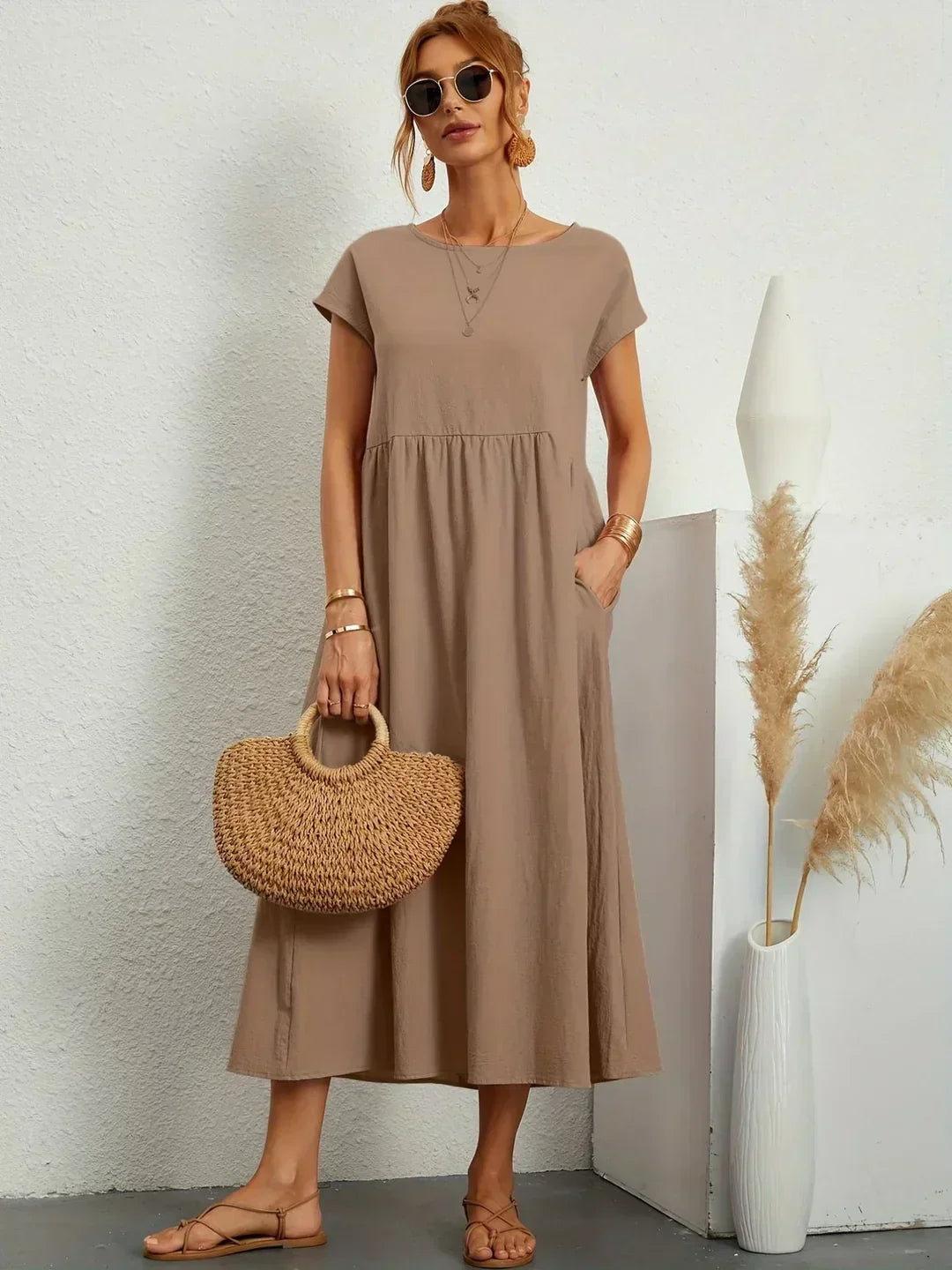 ROBE LÉGÈRE EN COTON DOUX AVEC POCHES