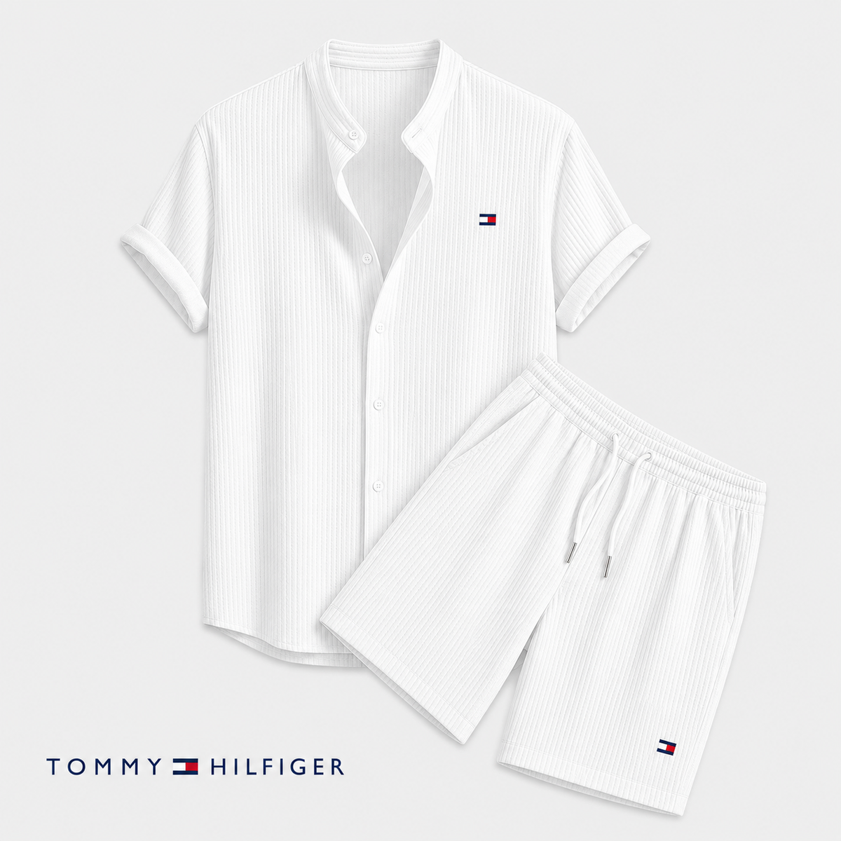 Tommy – Ensemble d’été pour homme avec chemise à manches courtes et short | 1 acheté = 1 offert